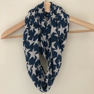 Navy White Ladies Star Printed Infinity Scarf ba